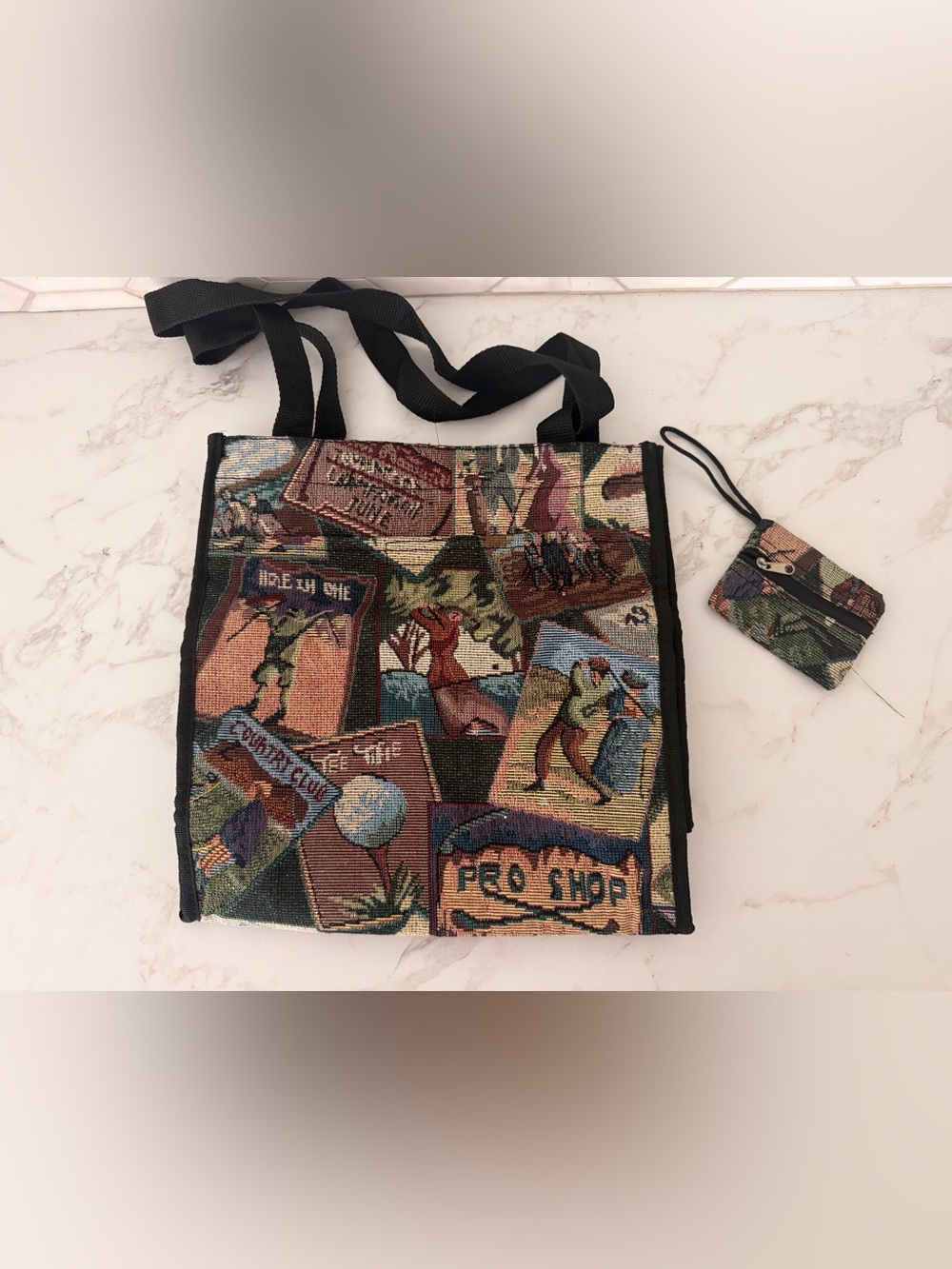 Vintage Tapestry Golf Bag and Coin Pouch